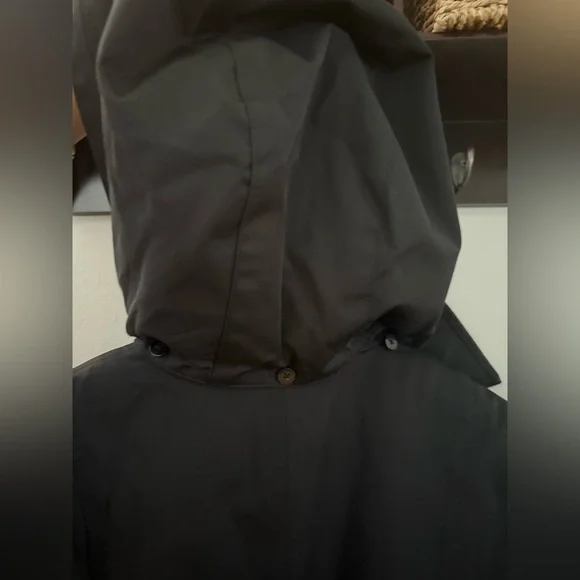 Michael Kors Black Hooded Trench Coat - Picture 3 of 8